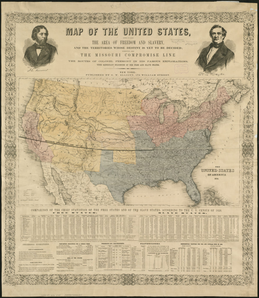 1856 US map Missouri Compromise Republican ticket