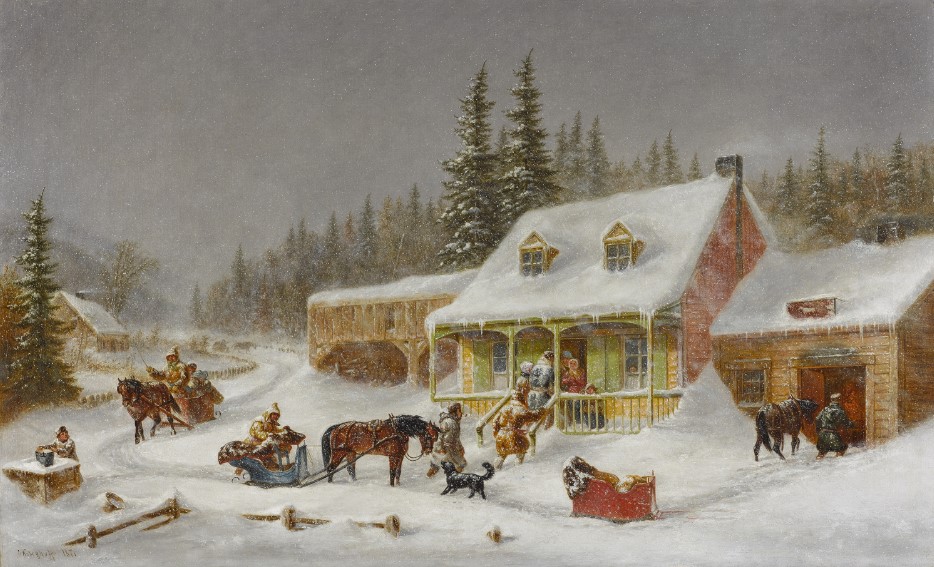 Cornelius Krieghoff Blacksmith's Shop Quebec Art Traditional Scene Holidays
