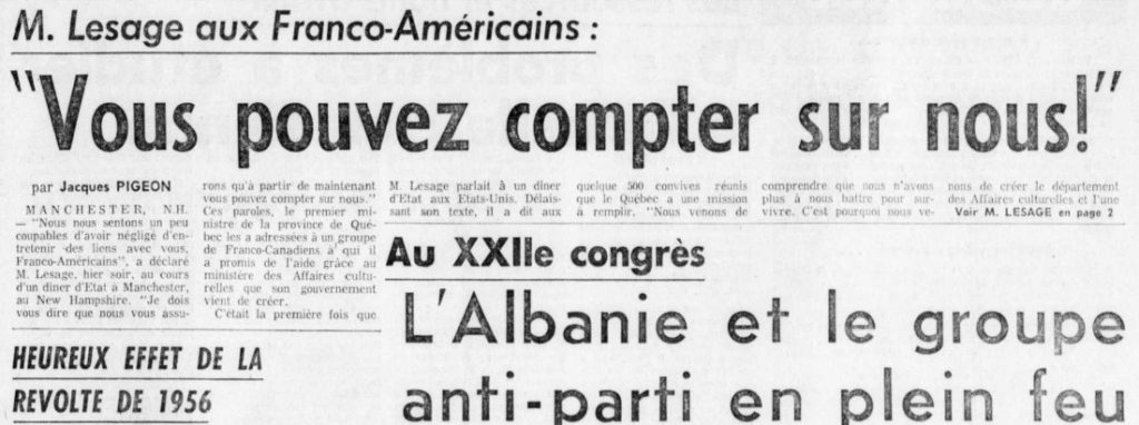 Franco-American clippings La Presse 1960