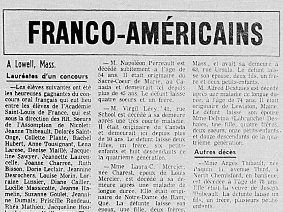 Franco-American clippings La Presse 1960