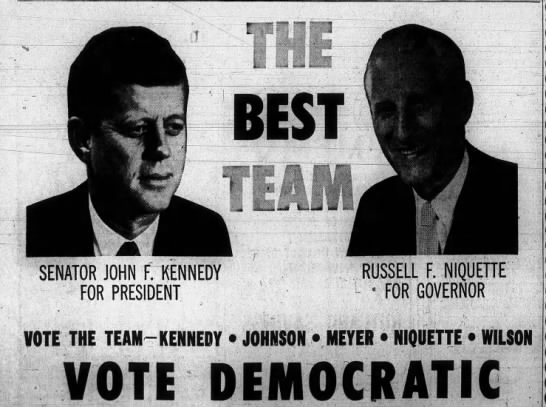 Rutland Vermont 1960 election JFK Kennedy Russell Niquette