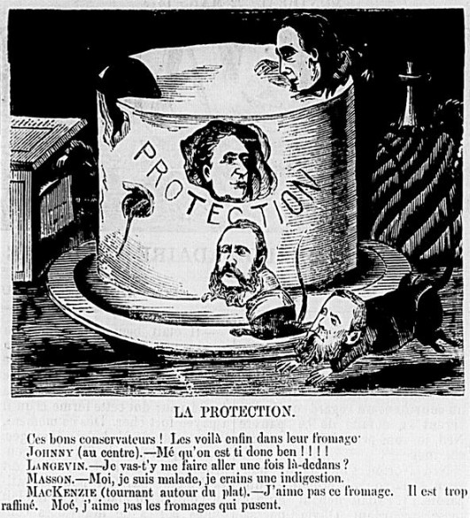 National Policy John A. Macdonald tariffs political cartoon 1879