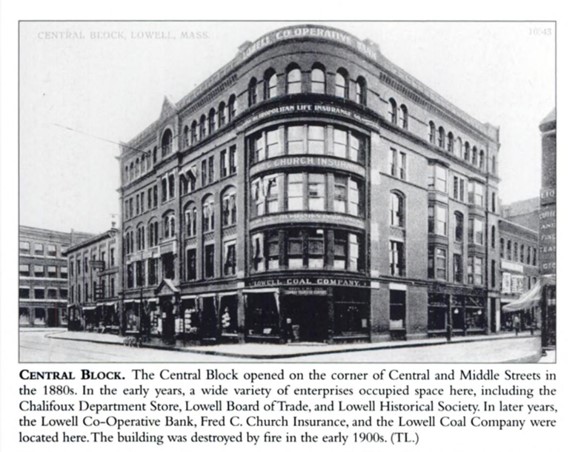 Central Block Lowell, Massachusetts, history Chalifoux store
