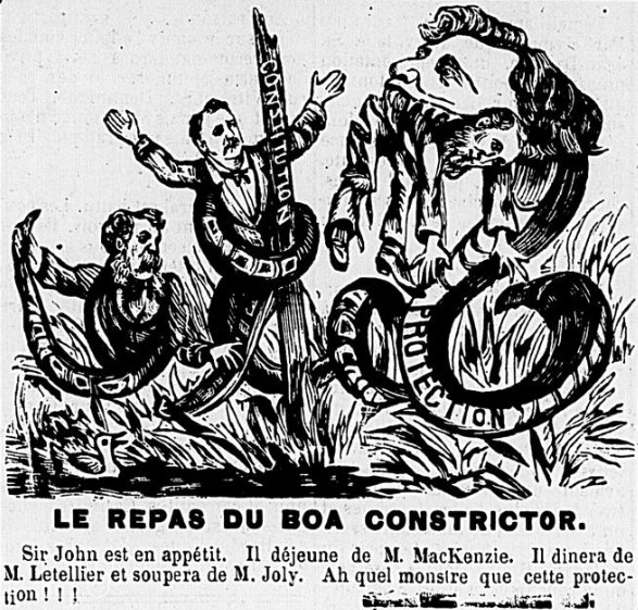 John A. Macdonald cartoon Le Canard satire 1878
