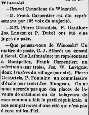Winooski Vermont French Canadians Franco-Americans 1888 Charles Lafontaine