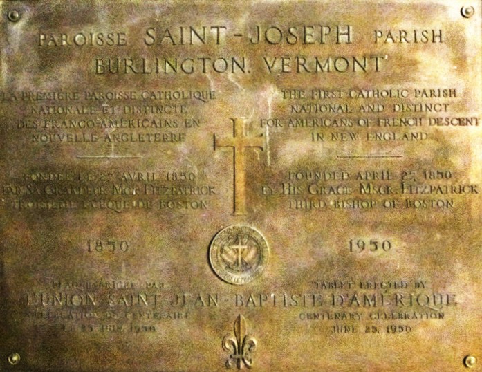St. Joseph church Burlington Vermont Franco-Americans Saint-Jean-Baptiste
