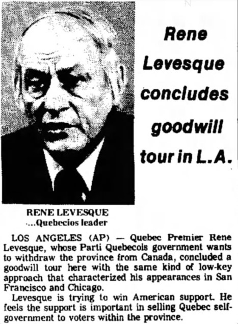 René Lévesque Québec États-Unis 1978 Parti québécois souveraineté