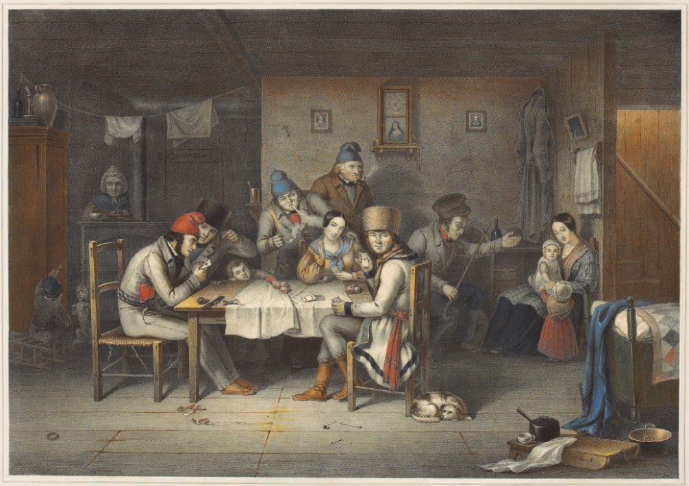 Cornelius Krieghoff Habitants Playing Cards 1848 French Canadians
