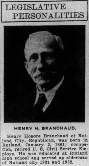 Henri Henry Branchaud Rutland Vermont Republican Mayor Franco-American politics
