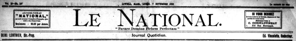 Le National Franco-American newspaper press Plattsburgh Lowell