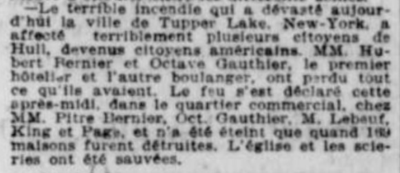Tupper Lake fire 1899