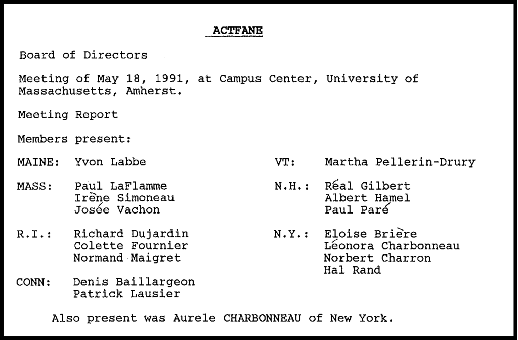 ActFANE Action for Franco-Americans of the Northeast Massachusetts 1991 culture