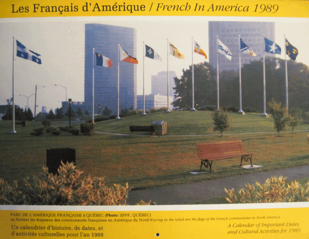 Français d'Amérique calendrier calendar 1989 culture