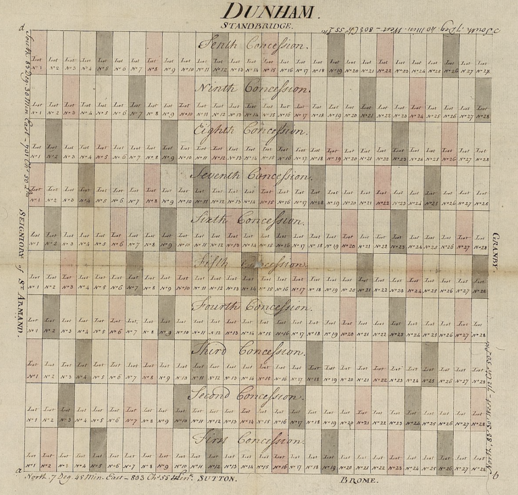Map Township of Dunham 1796