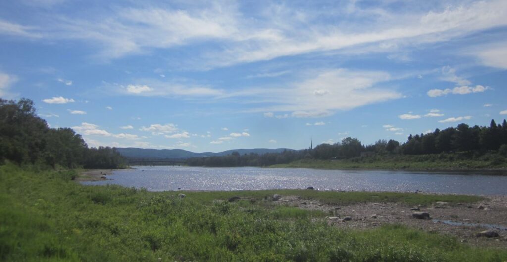 Color landscape photo of the St. John River in Fort Kent