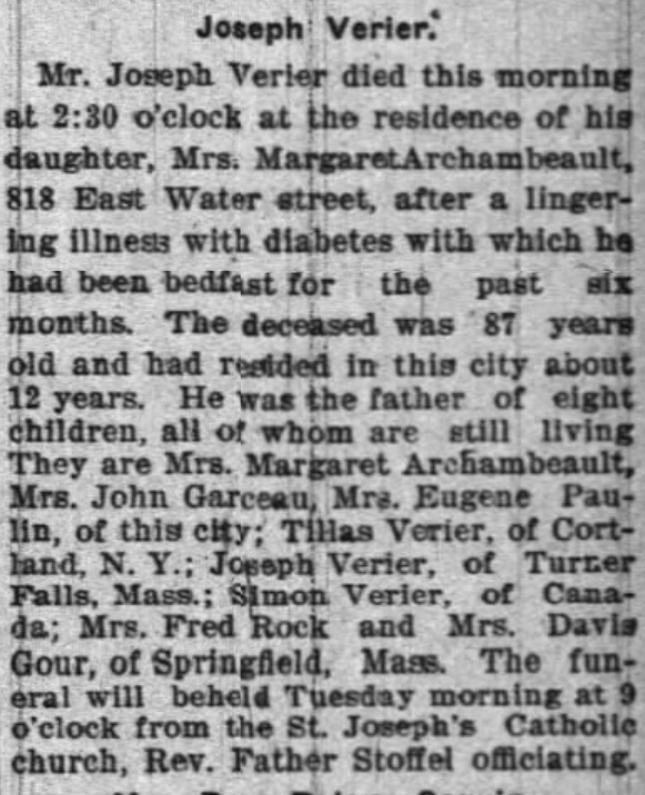 Obituary of Joseph Verrier